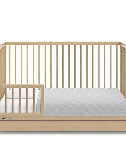 Graco Teddi 5-in-1 Convertible Crib with Drawer (Driftwood) – GREENGUARD Gold Certified, Crib with Drawer Combo, Full-Size Nursery Storage Drawer, Converts to Toddler Bed, Daybed and Full-Size Bed - LeafyLoom