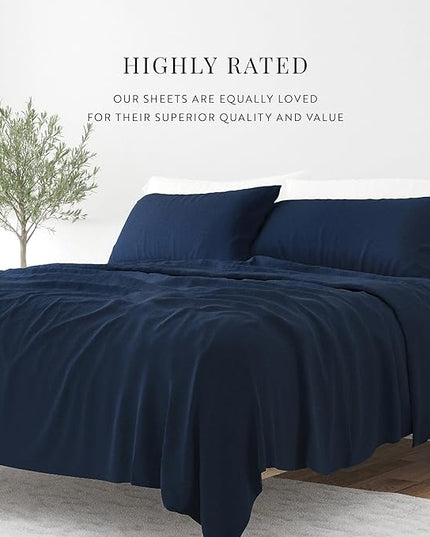 Linen Market Bed Sheets for Queen Size Bed (Navy) - Sleep Better Than Ever with These Soft and Cooling Queen Sheets - Deep Pocket Fits 16" Thick Beds - 4 Piece Queen Sheet Set - LeafyLoom