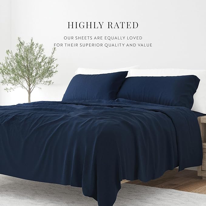 Linen Market Bed Sheets for Queen Size Bed (Navy) - Sleep Better Than Ever with These Soft and Cooling Queen Sheets - Deep Pocket Fits 16" Thick Beds - 4 Piece Queen Sheet Set - LeafyLoom