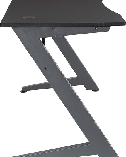 OSP Home Furnishings Beta Battlestation Gaming Desk with Bluetooth RGB LED Lights, Matte Black - LeafyLoom