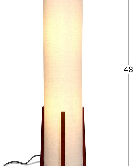 Brightech Parker LED Floor lamp, 48 Inches Tall Lamp with Wood Frame, Asian Design Lamp for Bedroom, Decorative Tower Shade Lamp for Living Rooms & Offices, Great Living Room Décor - LeafyLoom