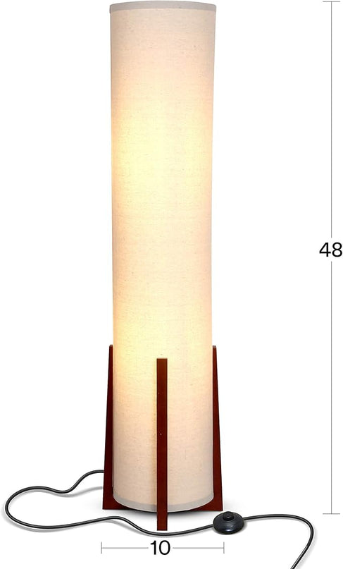 Brightech Parker LED Floor lamp, 48 Inches Tall Lamp with Wood Frame, Asian Design Lamp for Bedroom, Decorative Tower Shade Lamp for Living Rooms & Offices, Great Living Room Décor - LeafyLoom