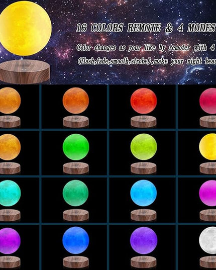 VGAzer Levitating Moon Lamp, Floating and Spinning 3D Moon Light 16 Colors Model ,Gifts for Women,Thanksgiving Christmas Gifts for Kids,Friends - LeafyLoom