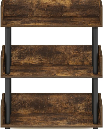Furinno Turn-N-Tube 3-Tier Toolless Display Rack, Amber Pine/Black - LeafyLoom
