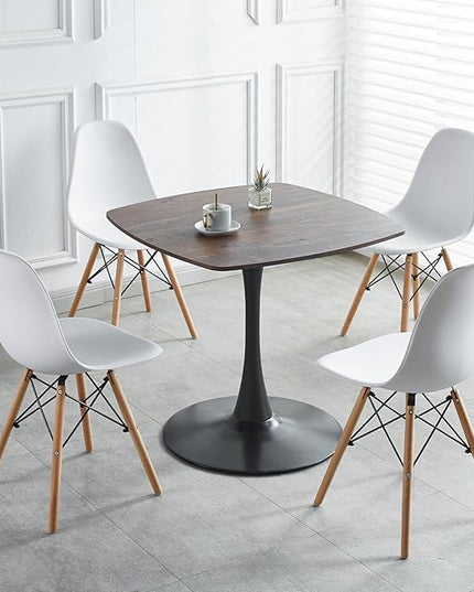 31.5 inch Wood Square Pedestal Dining Table, Mid Century Modern Tulip Table for Kitchen Living Room Small Spaces - LeafyLoom