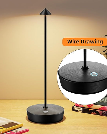 Cordless Rechargeable Table Lamp, 6000mAh Outdoor Waterproof Battery Operated Table Light LED Touch Dimmable Desk Lamps for Patio Dining Restaurant Home Living Room Black - LeafyLoom