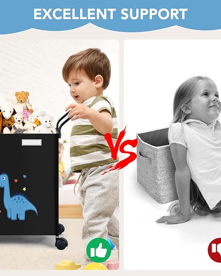 SWTYMIKI Toy Box Toy Storage - 72L Kids Toy Organizer with Wheels Toy Chest Storage Bins with Lids, Toy Boxes for Girls Boys, Stuffed Animals, Clothes, Bedroom, Living Room （Black - LeafyLoom