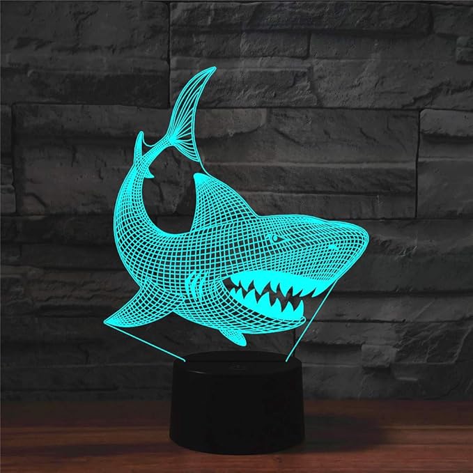 Night Light for Kids 3D Shark Led Lamp with Remote Control 16 Color Changing Xmas Birthday Gift for Child - LeafyLoom