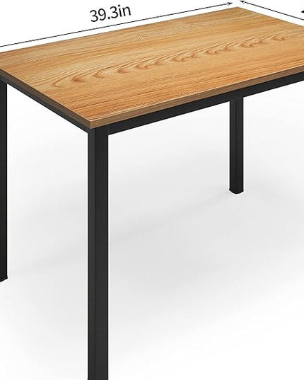 DlandHome 39 inches Small Computer Desk for Home Office Activity Table Writing Table for Small Spaces Study Table Student Laptop Desk Teak and Black DND-AC3BB-100 - LeafyLoom