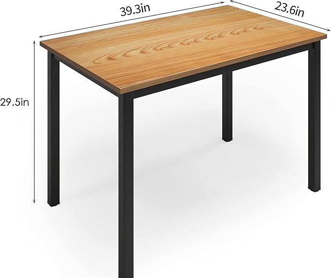 DlandHome 39 inches Small Computer Desk for Home Office Activity Table Writing Table for Small Spaces Study Table Student Laptop Desk Teak and Black DND-AC3BB-100 - LeafyLoom