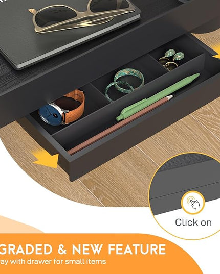 SPACELEAD Bedside Shelf for Bed – College Dorm Room Clip On Nightstand with Cup Holder & Cord Holder&drawer – Bunk Bed Shelf for Organizer Top for Bedroom (Black，Plastic) - LeafyLoom