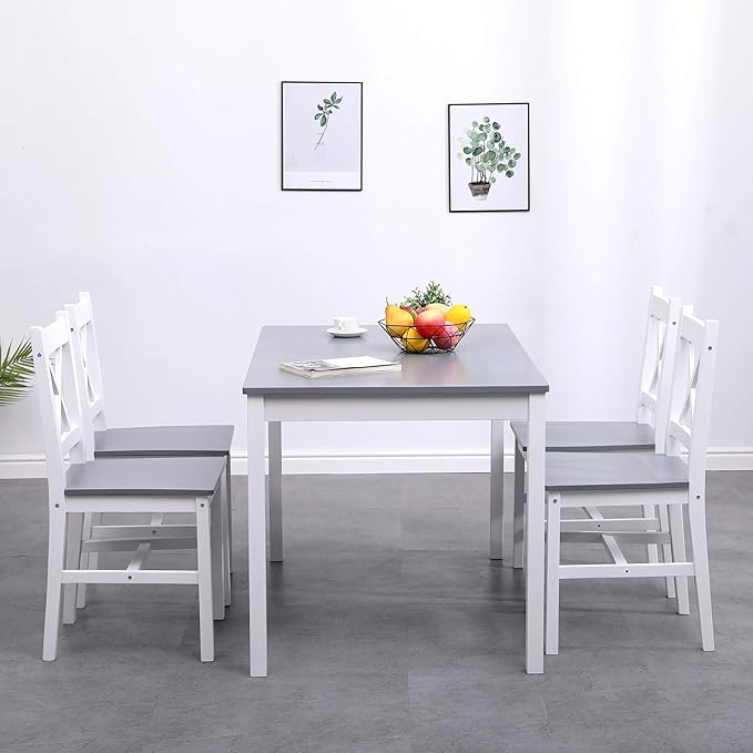 sogesfurniture 5 Piece Kitchen Dining Room Table Sets for 4, Modern Space-Saving Dining Furniture, Pastoral Rectangular Dining Table Furniture Set for Kitchen, Dining Room - LeafyLoom
