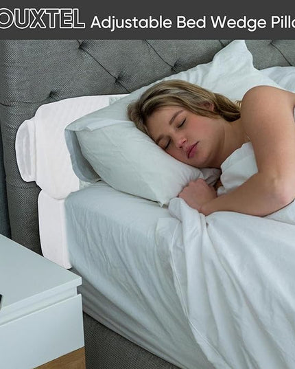 4 Modes Queen Size Wedge Pillow Headboard for Bed Gap, Foldable Bed Wedge Pillow Gap Filler, Mattress Gap Filler, Long Pillow for Bed Triangle Pillow, Fill The Gap (0-7) Between Headboard and Mattress - LeafyLoom