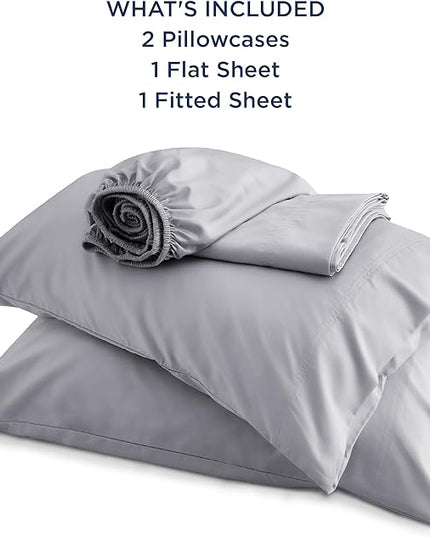 Bedsure King Size Sheet Set, Cooling Sheets King, Rayon Derived from Bamboo, Deep Pocket Up to 16", Breathable & Soft Bed Sheets, Hotel Luxury Silky Bedding Sheets & Pillowcases, Silver Grey - LeafyLoom