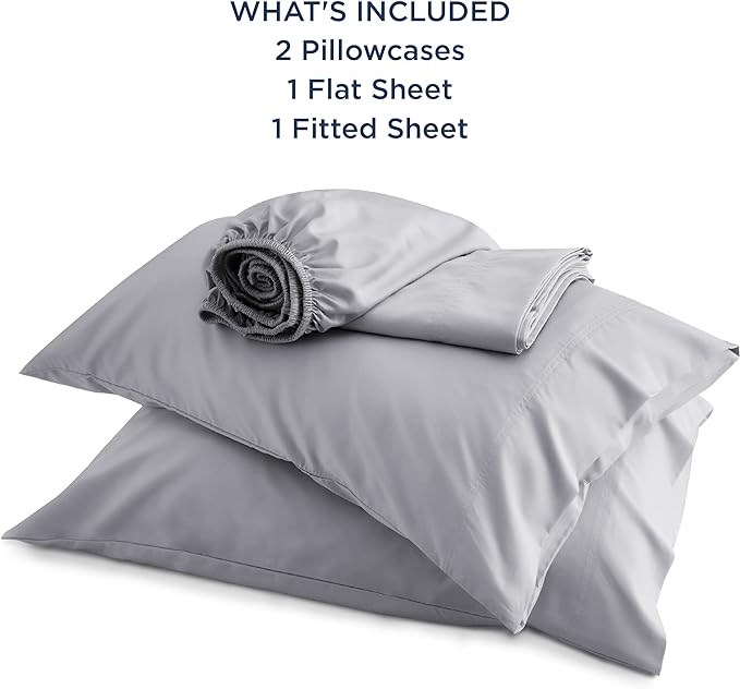 Bedsure King Size Sheet Set, Cooling Sheets King, Rayon Derived from Bamboo, Deep Pocket Up to 16", Breathable & Soft Bed Sheets, Hotel Luxury Silky Bedding Sheets & Pillowcases, Silver Grey - LeafyLoom