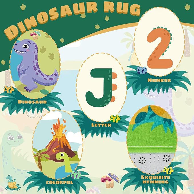Kids Rug for Playroom,78.7 X 59 Inch Dinosaur Kids Play Mat ABC Classroom Rug,Non-Slip Cute Alphabet Rug Soft Kids Floor Mats Carpet,Toddler Baby Playroom Mat for Kids Room Classroom Playroom - LeafyLoom