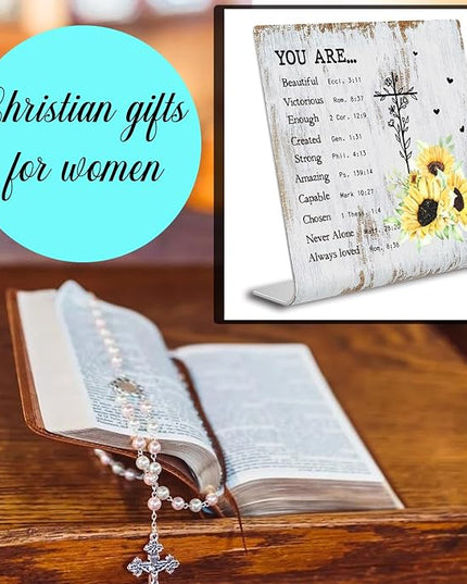 Christian office decor for Men Prayer Room Decor for Office Desk Scripture Motivational Birthday Gifts for Her, Mom,Sister, Friends, Coworker Birthday Gifts for Women Catholic XUV03 - LeafyLoom