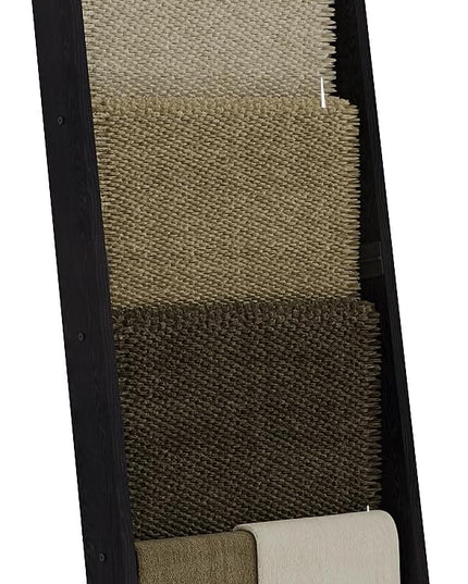 6 Tier Blanket Ladder Shelf for Living Room and Bedroom, Ladder Holder with 4 Metal Hooks, 5.2ft Blanket Quilt Holder Rack, Farmhouse Ladder Rack for Storage and Home Decor, Black - LeafyLoom