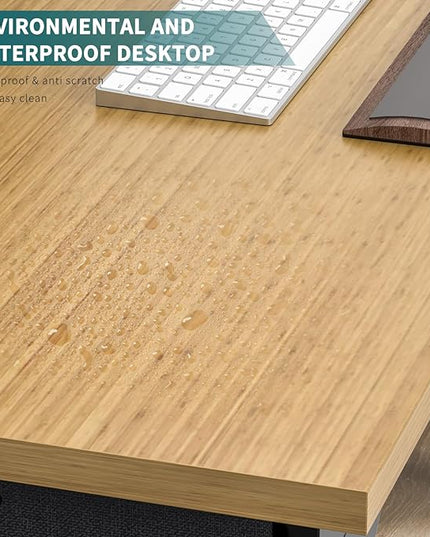 SMUG Computer Desk 32 Inch Home Office Writing Wood Storage Bag & Headphone Hook Small Spaces Simple Bedroom Work Study Kids Table, Natural - LeafyLoom