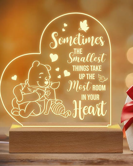 Winnie The Pooh Night Light Acrylic Engraved Night Light with Base, Winnie The Pooh Gifts for Birthday Christmas Graduation Back to School Gift Daughter Son Sister Friends - LeafyLoom