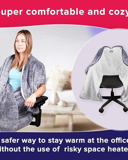 The Original Office Chair Blanket by SnuggleBack; Cozy Comfy Office Desk Chair Wrap Attaches for Convenient Heat and Hands-Free. Stay Warm In The Winter or Summer. Sherpa Fur Lining - LeafyLoom