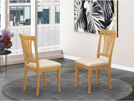 East West Furniture AVC-OAK-C Avon Kitchen Dining Chairs - Linen Fabric Upholstered Solid Wood Chairs, Set of 2, Oak - LeafyLoom
