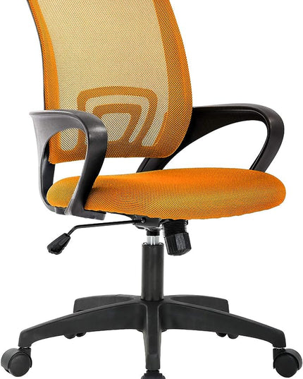 Home Office Chair Ergonomic Desk Chair Mesh Computer Chair with Lumbar Support Armrest Executive Rolling Swivel Adjustable Mid Back Task Chair for Women Adults (Orange) - LeafyLoom