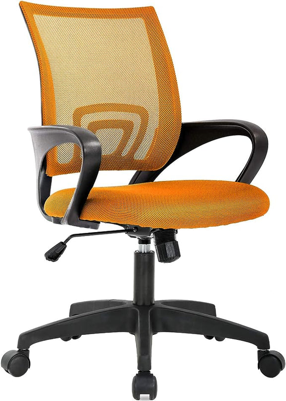 Home Office Chair Ergonomic Desk Chair Mesh Computer Chair with Lumbar Support Armrest Executive Rolling Swivel Adjustable Mid Back Task Chair for Women Adults (Orange) - LeafyLoom