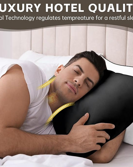 HIMOON Bed Pillows for Sleeping 4 pack,Queen Size Cooling Pillows Set of 4,Top-end Microfiber Cover for Side Stomach Back Sleepers(Mixed color) - LeafyLoom
