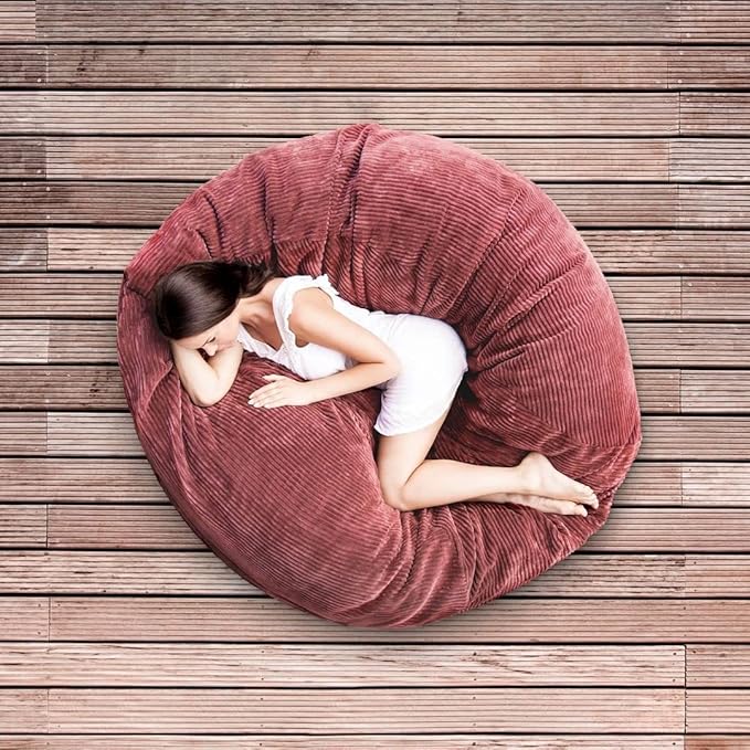 Bean Bag Chairs (No Filler),Bean Bag Cover,Stuffed Animal Storage Bean Bag,Plush Toys Storage Bag,Bean Bag for Kids,Adults,Teens[Large 36 x 45 in] Red Bean Bag - LeafyLoom