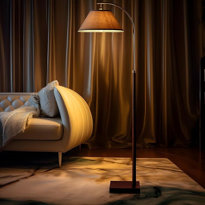 63" Gold Floor Lamp for Living Rooms Tall Arc Standing Lamps for Bedrooms Tall Lamps with Foot Switch for Bedroom - LeafyLoom