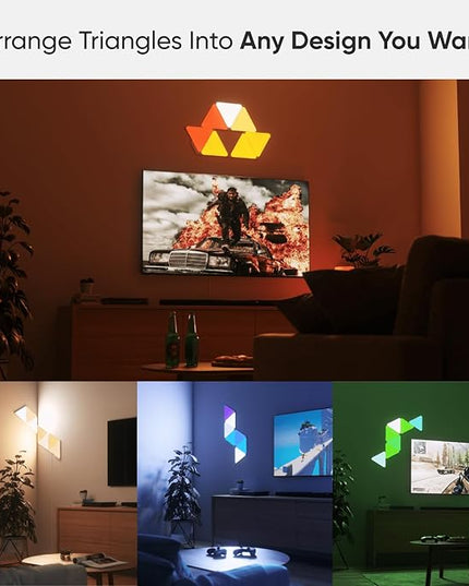 Nanoleaf Shapes WiFi and Thread Smart RGBW 16M+ Color LED Dimmable Gaming and Home Decor Wall Lights Smarter Kits (Triangles Smarter Kit (7 Pack) NANOLEAF