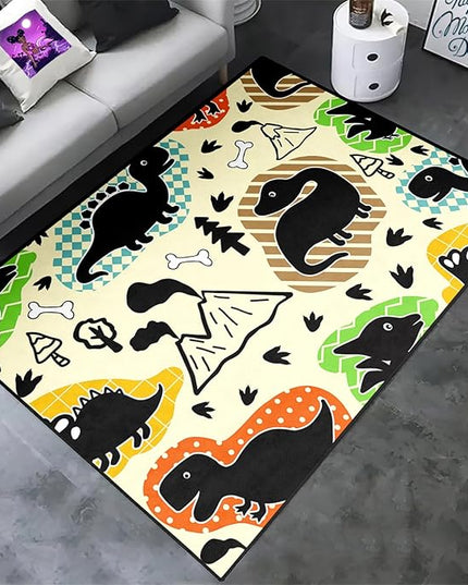 Dinosaur Rugs for Boys Bedroom - Kids Bedroom Rug Dinosaur Pattern Area Rug Kids Play Rugs for Boys Dinosaur Bedroom Decor for Boys Colorful Dinosaur Print Area Rug Kids Rugs for Bedroom,5'×7' - LeafyLoom