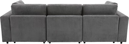 Morden Soft Corduroy Upholstered 3 Seater Sofa Couch with Removable Back Cushions and 5 Pillows for Living Room, Apartment, Office, 105", Gray-403 - LeafyLoom
