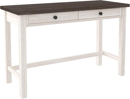 Signature Design by Ashley Dorrinson Modern Farmhouse 47" Home Office Desk with 2 Drawers, Whitewash & Dorrinson Square Modern Farmhouse End Table, Two Tone White & Brown - LeafyLoom