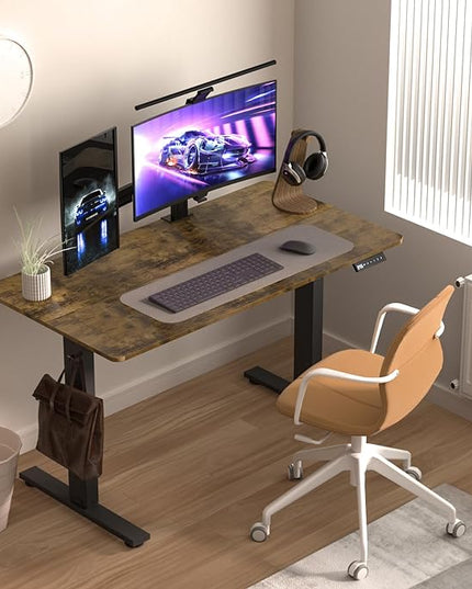 Electric Standing Desk Height Adjustable - 55 x 24 Inches Sit Stand up Desk & Memory Preset Ergonomic Rising Desks for Work, Home Office Workstation Gaming Rising Desk Study Table - LeafyLoom
