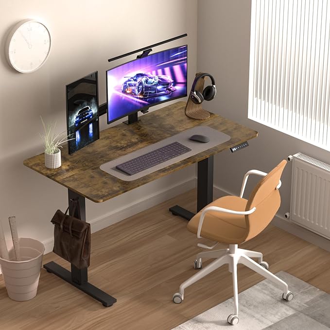 Electric Standing Desk Height Adjustable - 55 x 24 Inches Sit Stand up Desk & Memory Preset Ergonomic Rising Desks for Work, Home Office Workstation Gaming Rising Desk Study Table - LeafyLoom