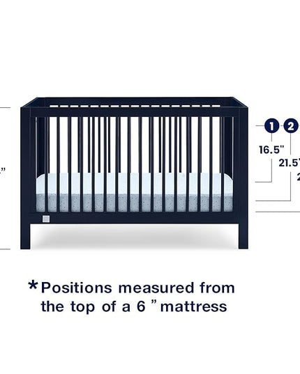 babyGap by Delta Children Charlie 6-in-1 Convertible Crib TrueSleep Crib and Toddler Mattress (Bundle), Navy - LeafyLoom