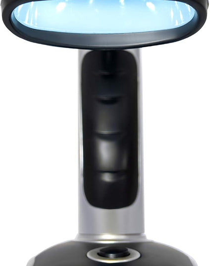 ELDSKLT Led Desk Lamp, 12-Bulb Battery-Operated Table Light for Home, Office, Silver/Black - LeafyLoom