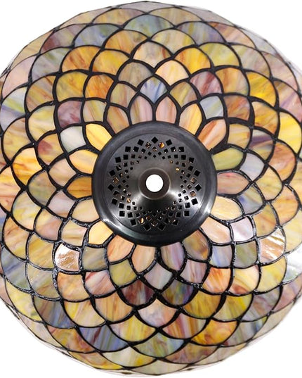 Tiffany Floor Lamp Stained Glass Standing Reading Light 16X16X64 Inch - Brown Fish Scales - LeafyLoom