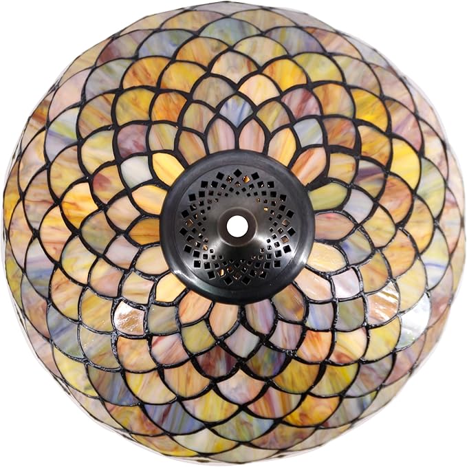 Tiffany Floor Lamp Stained Glass Standing Reading Light 16X16X64 Inch - Brown Fish Scales - LeafyLoom