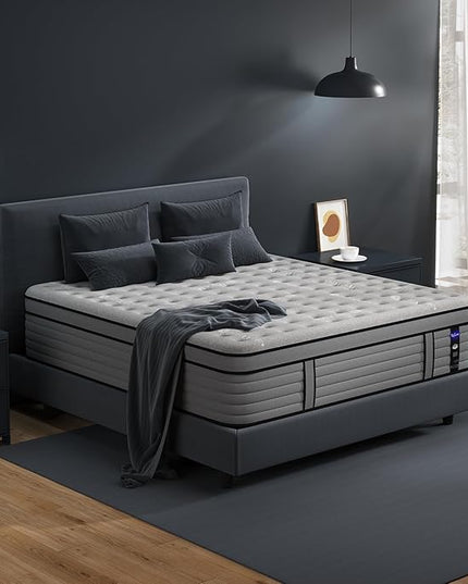 Full Size Mattress, 12 Inch Hybrid Full Mattress in a Box with Memory Foam, Individually Wrapped Pocket Coils Springs for Motion Isolation, Pressure Relief, Edge Support, Medium Firm - LeafyLoom