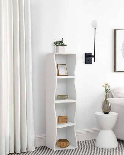ECYIL Double Layered Independent Storage Rack, Full Circular Color Blocking Bookshelf, Suitable for Home, Office, Living Room, etc (white) - LeafyLoom