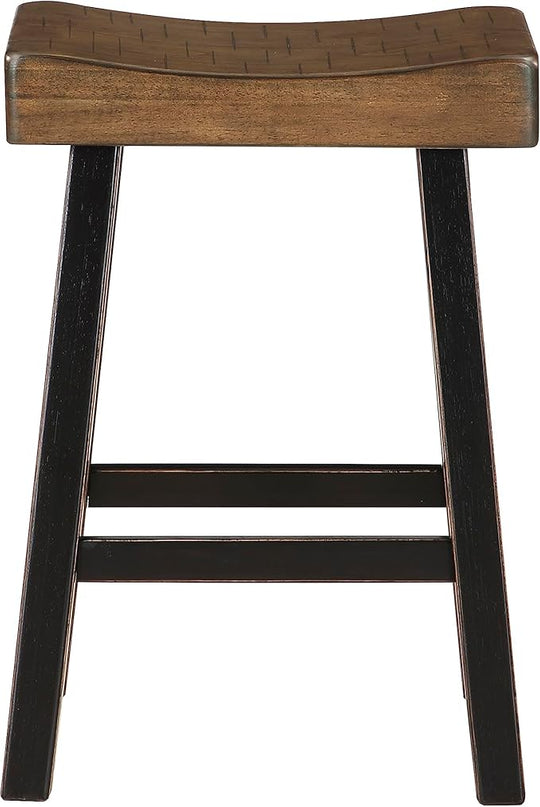Lexicon Saddle Bar Stools Set of 2 Barstools with Footrest, Armless Dining Chairs for Kitchen Island, Breakfast Nook, Living Room, Counter Height, Black/Brown - LeafyLoom