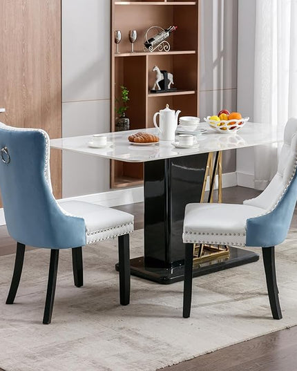 NicBex Haerin-SD-00106-LWJ Dining Chairs, 25.5"x19.7"x37.5", White and Blue - LeafyLoom