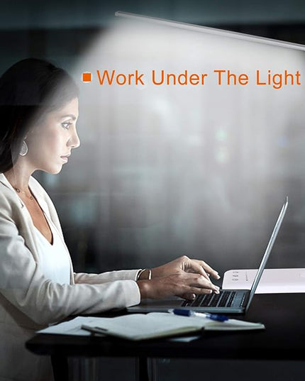 LED Desk Lamp,Eye-Caring Table Lamps,Stepless Dimmable Office Lamp with USB Charging Port,Touch/Memory/Timer Function,25 Brightness Lighting,Foldable Lamp for Reading,Studying,Working - LeafyLoom