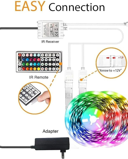 phopollo 65.6FT Led Lights for Bedroom, 5050 Color Changing Led Strip Lights with 44-Key Remote and 12v Power Supply, Led Lights Strip for Home Decoration. Phopollo