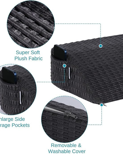 idee-home Bed Wedge Pillow for Headboard, Bed Gap Filler Foam Bolster Mattress Wedge Shaped Bed Noodle for Sleeping, Close The Gap (0-6") Between Headboard and Mattress (Grey Full 54"x10"x5") - LeafyLoom