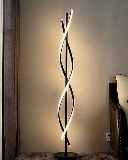 JUTIFAN LED Spiral Floor Lamps for Living Room with Remote, 35W Dimmable Standing Lamp for Living Room, 53" LED Modern Corner Floor Lamp, 3 Color Adjustable Corner Modern Reading lamp for Bedroom - LeafyLoom