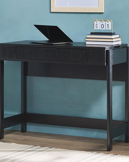 Walker Edison Office Writing and Computer Desk Spacious Desktop, Complementary in Living Spaces, 38 Inch, Reeded Lift-Top Black - LeafyLoom